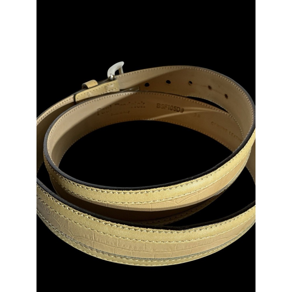 Paul Frederick Men's Tan On Tan Leather Dress Belt Made in Italy Size 35 Quality - Picture 2 of 2